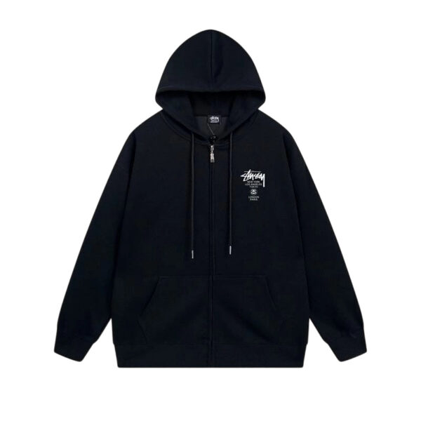 Stussy Black World Tour Cities Script Hoodie OKZY20261381