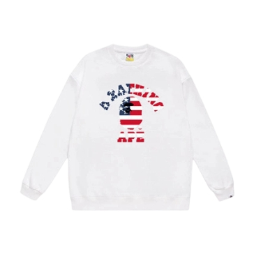 Bape White USA Flag Ape Head Crewneck Sweatshirt OKZY20261385