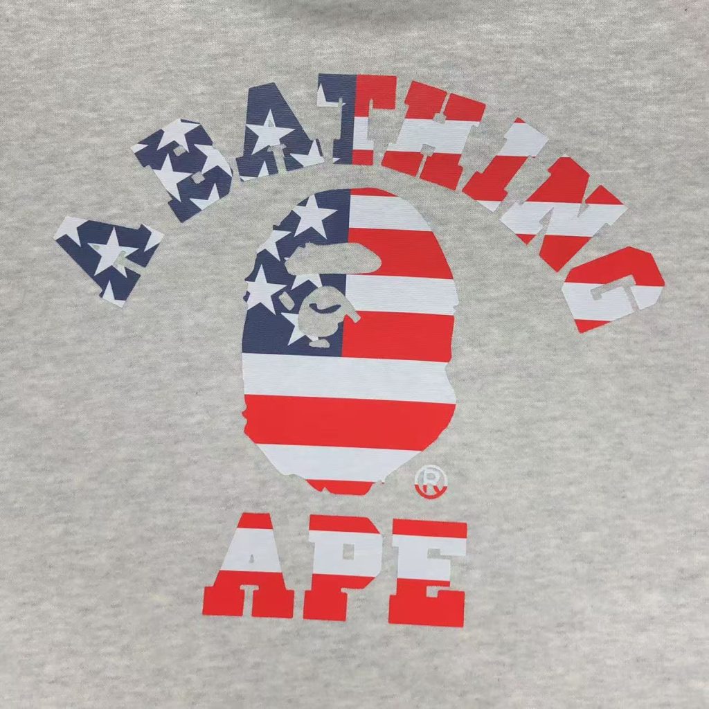 Bape Heather Grey USA Flag Ape Head Crewneck Sweatshirt OKZY20261386