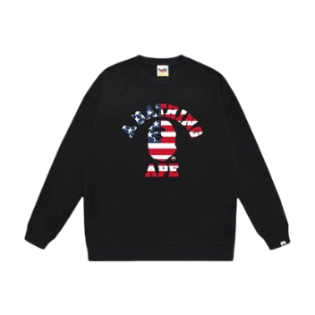 Bape Black USA Flag Ape Head Crewneck Sweatshirt OKZY20261387