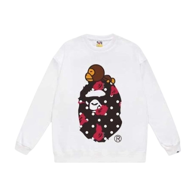 Bape White Rose Print Baby Milo Ape Head Crewneck Sweatshirt OKZY20261389