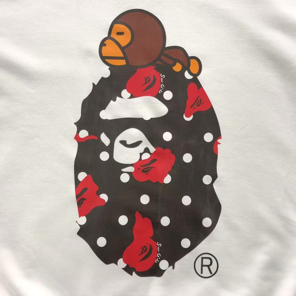 Bape White Rose Print Baby Milo Ape Head Crewneck Sweatshirt OKZY20261389