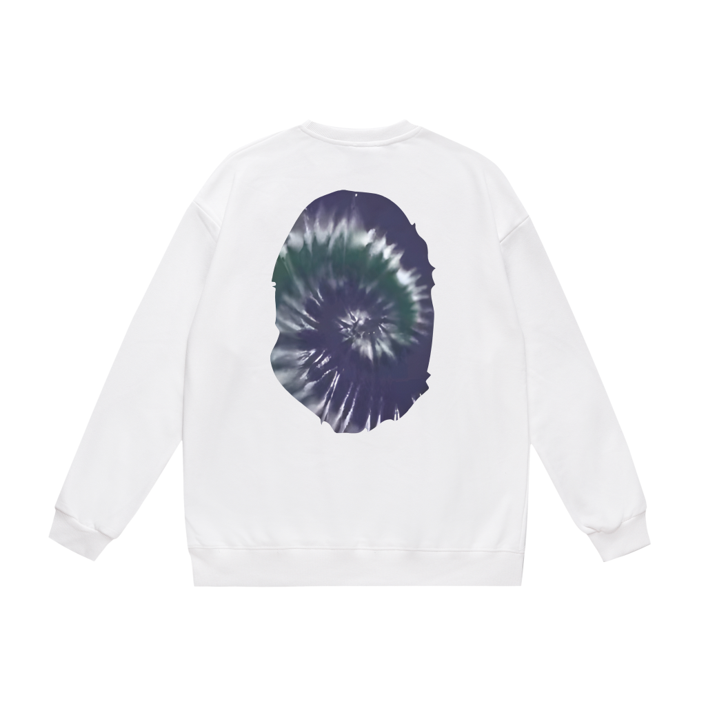 Bape White Tie Dye Big Ape Head Crewneck Sweatshirt OKZY20261391