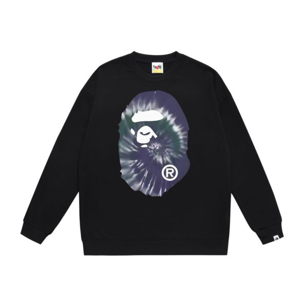 Bape Black Tie Dye Big Ape Head Crewneck Sweatshirt OKZY20261392