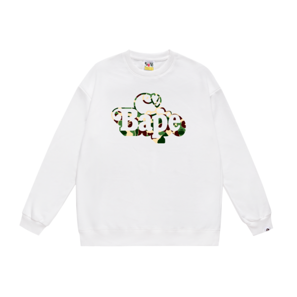 Bape White Camo Baby Milo Logo Crewneck Sweatshirt OKZY20261393