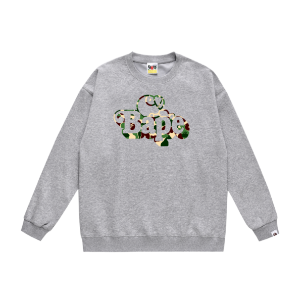 Bape Heather Grey Camo Baby Milo Logo Crewneck Sweatshirt OKZY20261394