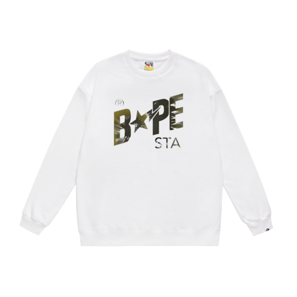 Bape White Bape Sta Logo Crewneck Sweatshirt OKZY20261395