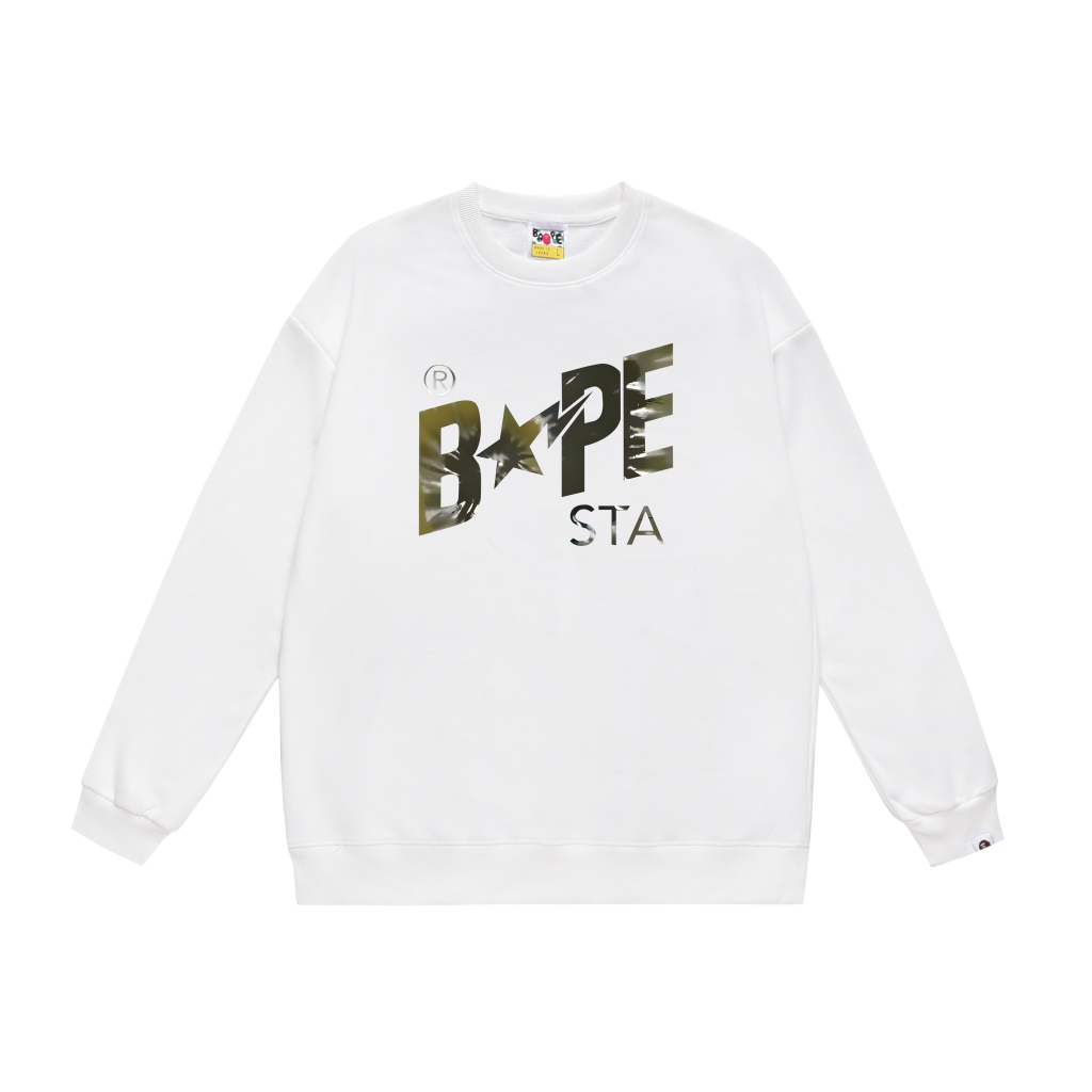 Bape White Bape Sta Logo Crewneck Sweatshirt OKZY20261395