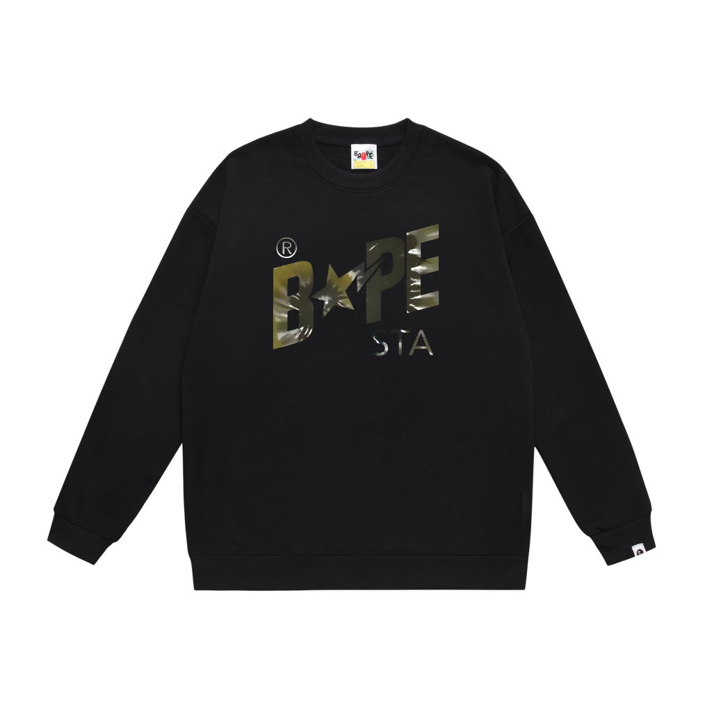 Bape Black Bape Sta Logo Crewneck Sweatshirt OKZY20261396