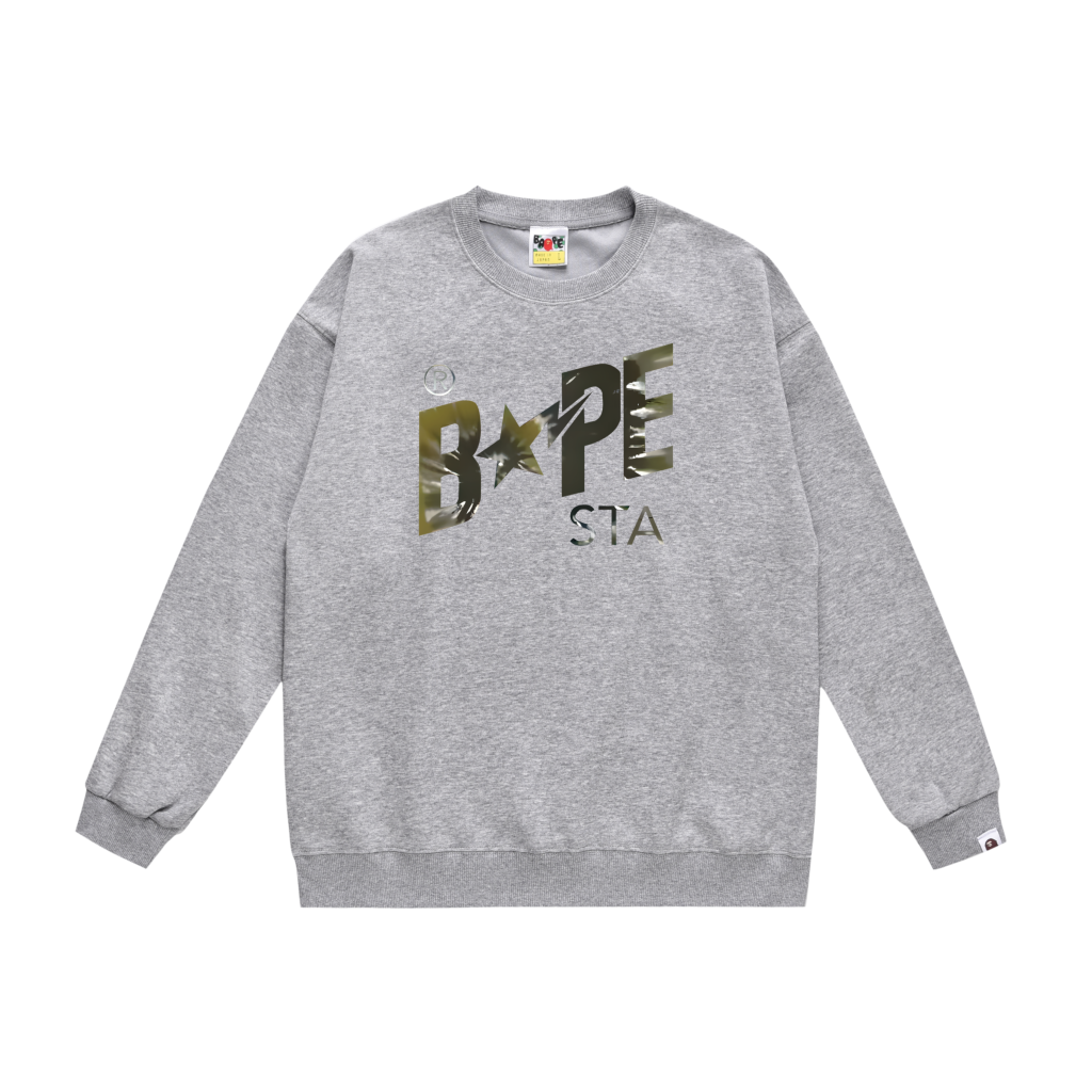 Bape Heather Grey Bape Sta Logo Crewneck Sweatshirt OKZY20261397