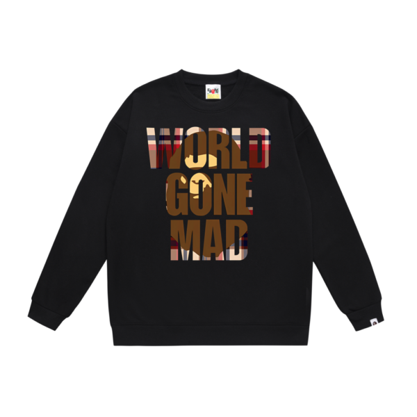 Bape World Gone Mad Crewneck Sweatshirt Black OKZY20261404