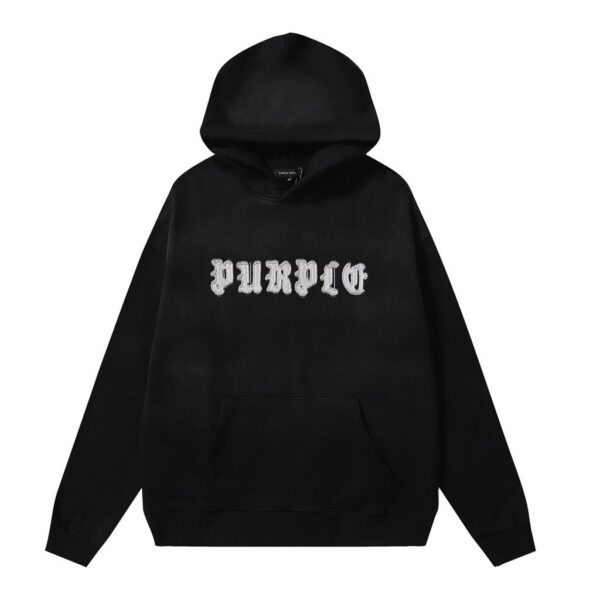 Purple Brand Black Gothic Letter Chenille Logo Hoodie OKZY20261410
