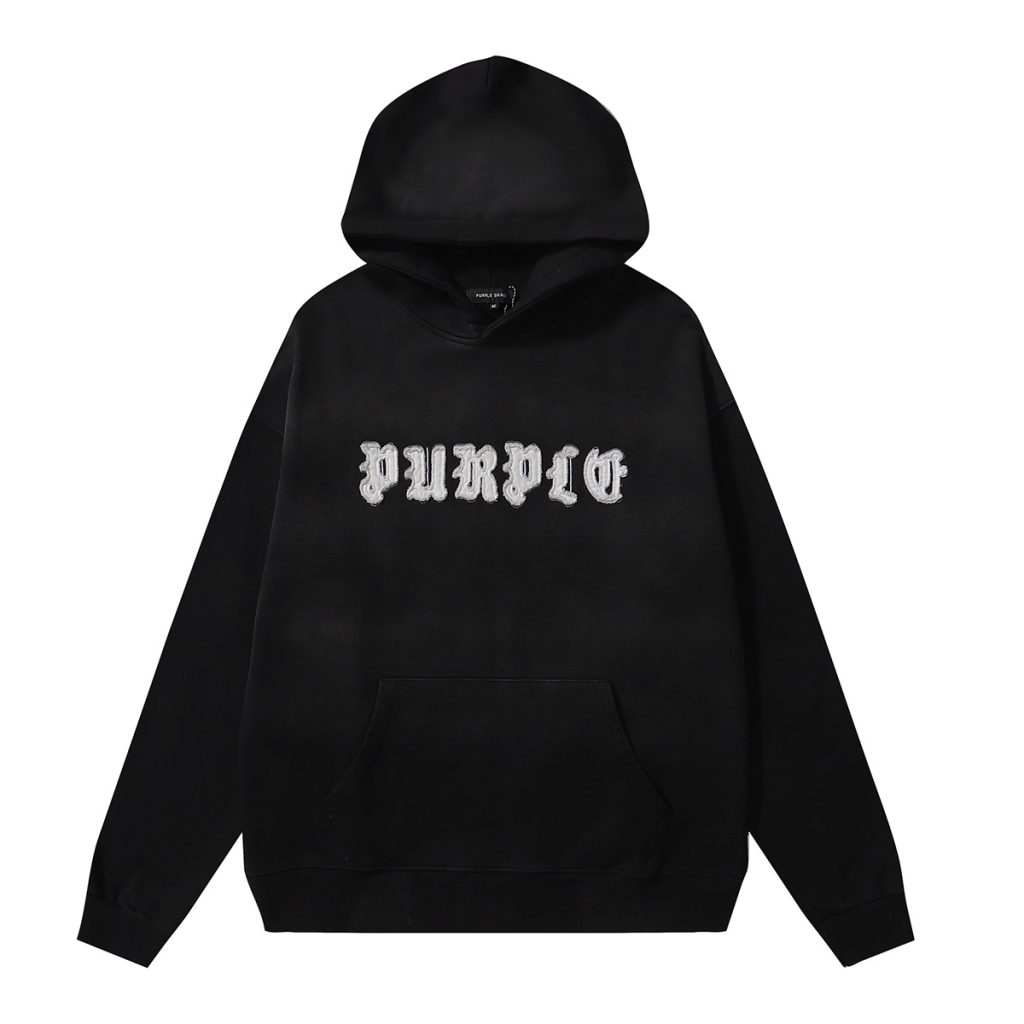 Purple Brand Black Gothic Letter Chenille Logo Hoodie OKZY20261410
