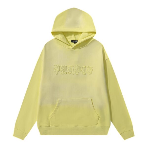 Purple Brand Yellow Gothic Letter Frayed Logo Hoodie OKZY20261412