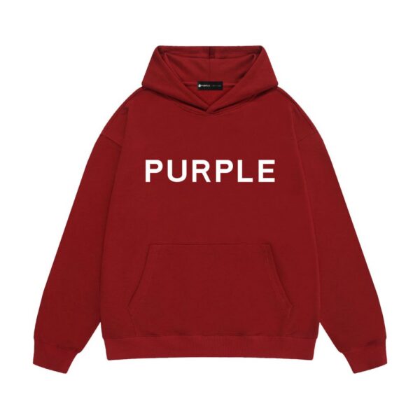 Purple Brand Burgundy White Print Logo Hoodie OKZY20261413