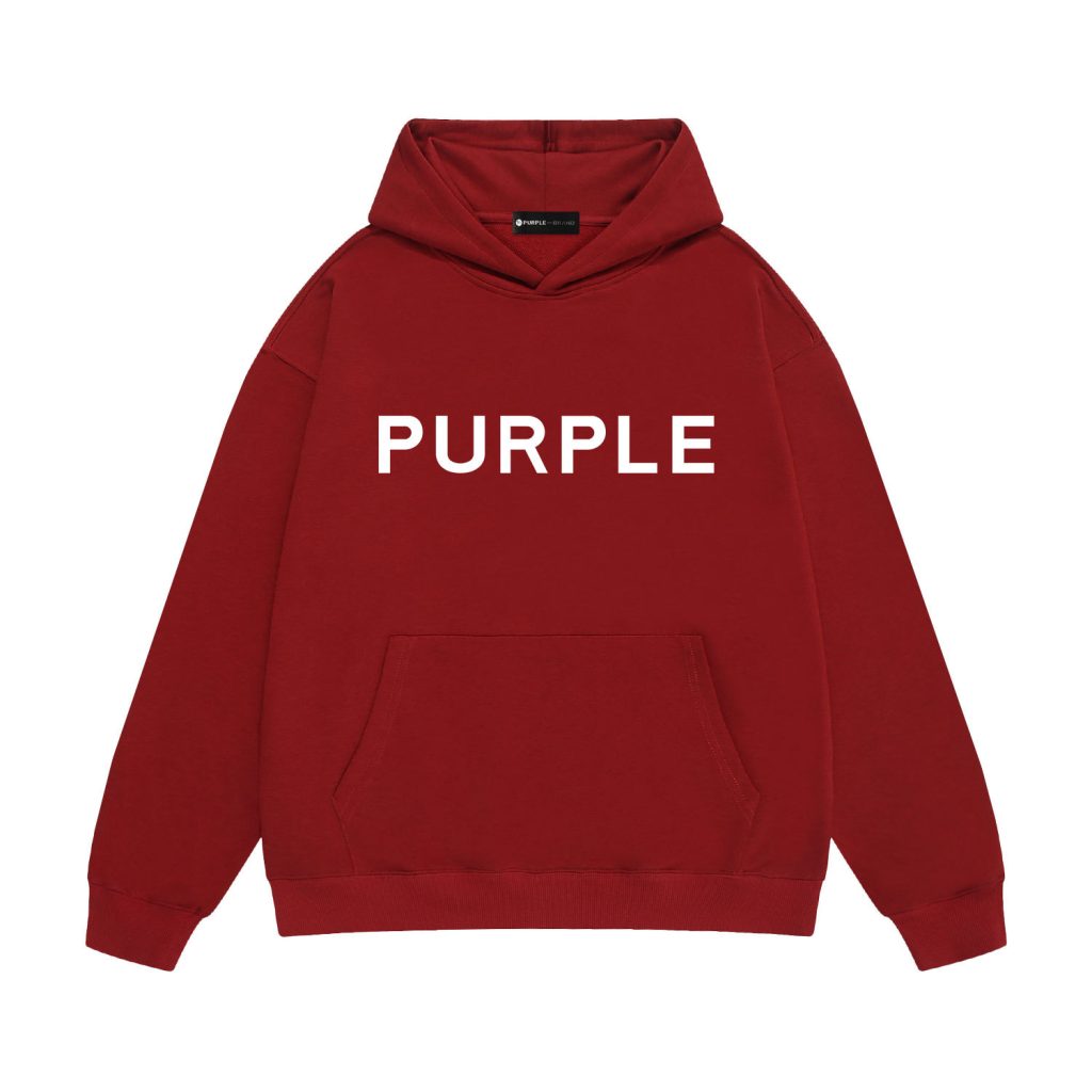 Purple Brand Burgundy White Print Logo Hoodie OKZY20261413