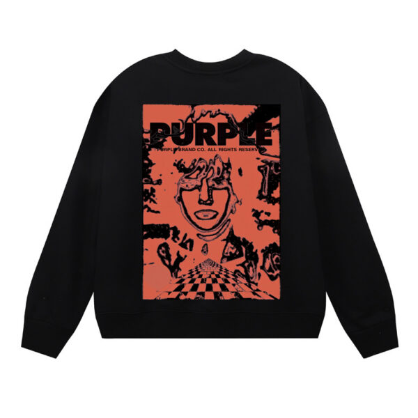 Purple Brand Surreal Poster Crewneck Sweatshirt Black OKZY20261425