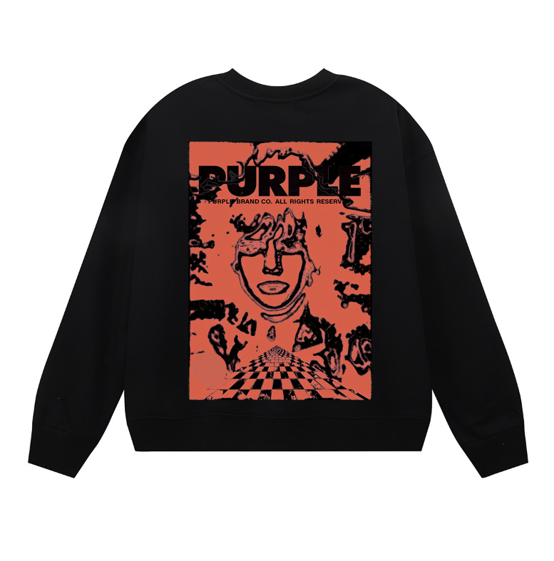 Purple Brand Surreal Poster Crewneck Sweatshirt Black OKZY20261425