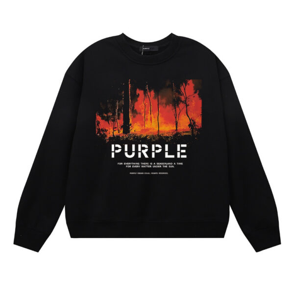 Purple Brand Wildfire Forest Crewneck Sweatshirt Black OKZY20261428