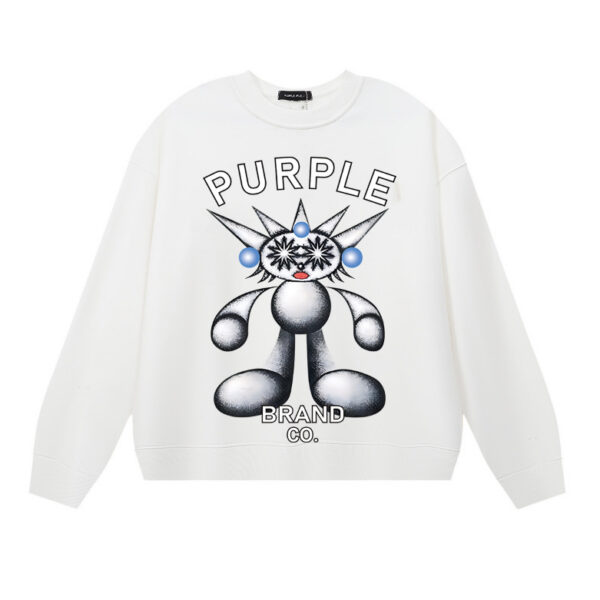Purple Brand Cartoon Doll Crewneck Sweatshirt White OKZY20261429