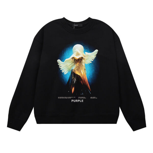 Purple Brand Angel Figure Crewneck Sweatshirt Black OKZY20261431