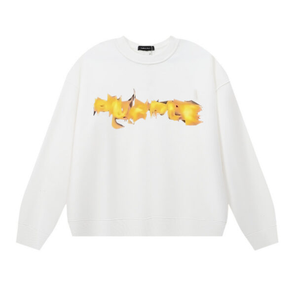 Purple Brand Golden Flame Logo Crewneck Sweatshirt White OKZY20261434