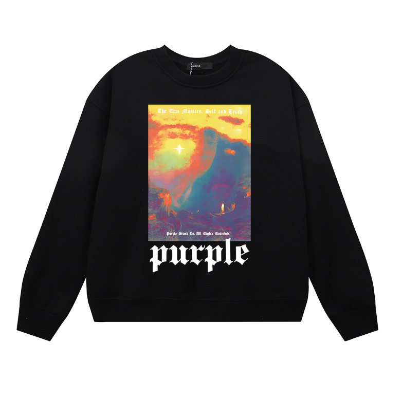 Purple Brand Surreal Landscape Poster Crewneck Sweatshirt Black OKZY20261435
