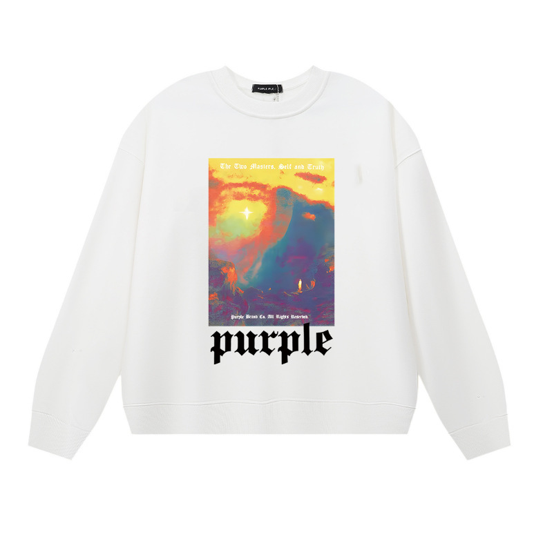 Purple Brand Surreal Landscape Poster Crewneck Sweatshirt White OKZY20261436