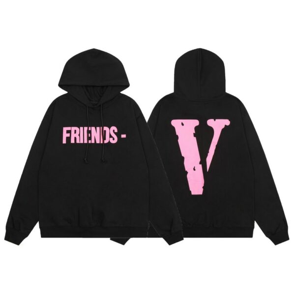 VLONE FRIENDS Pink Logo Hoodie Black OKZY20261438