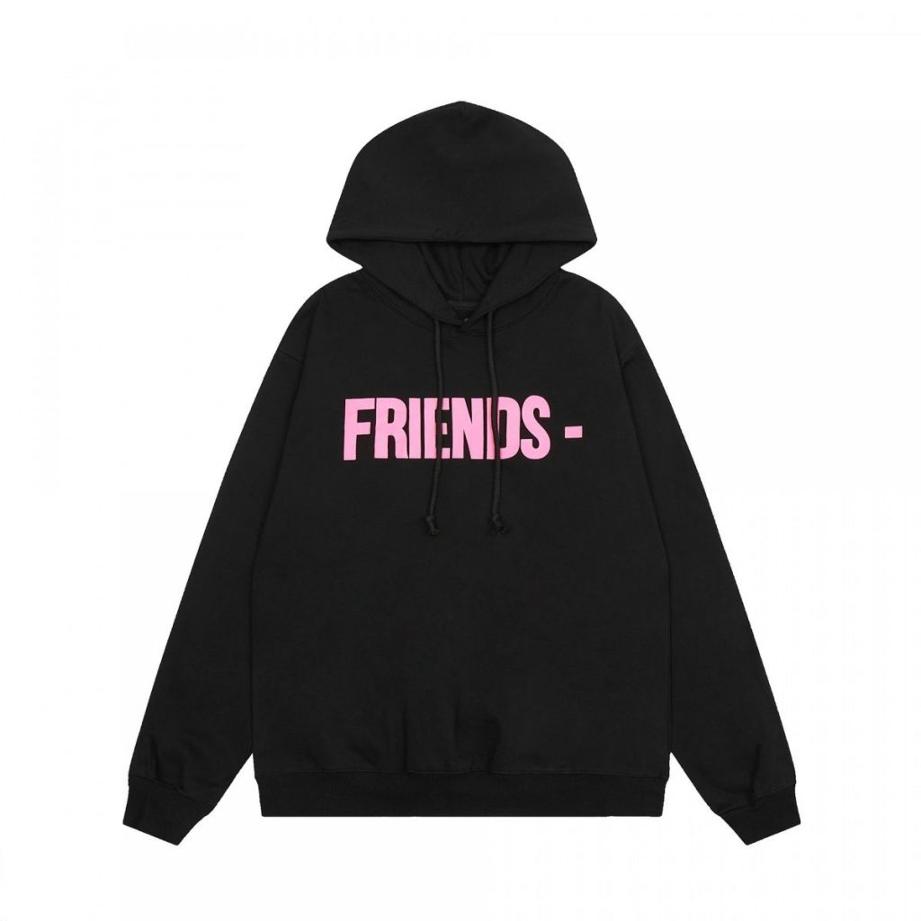 VLONE FRIENDS Pink Logo Hoodie Black OKZY20261438