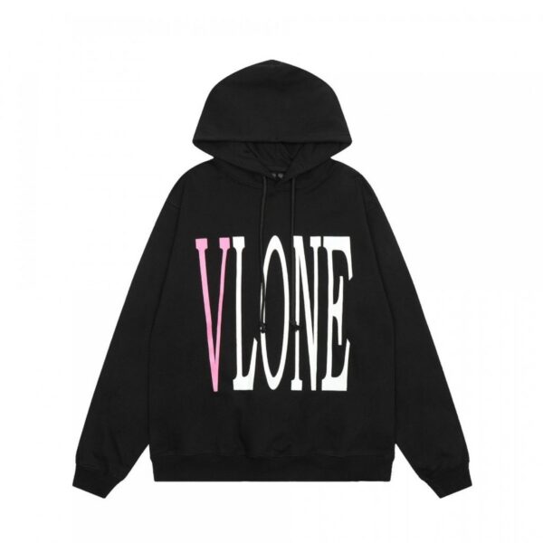 VLONE Pink White Logo Hoodie Black OKZY20261440