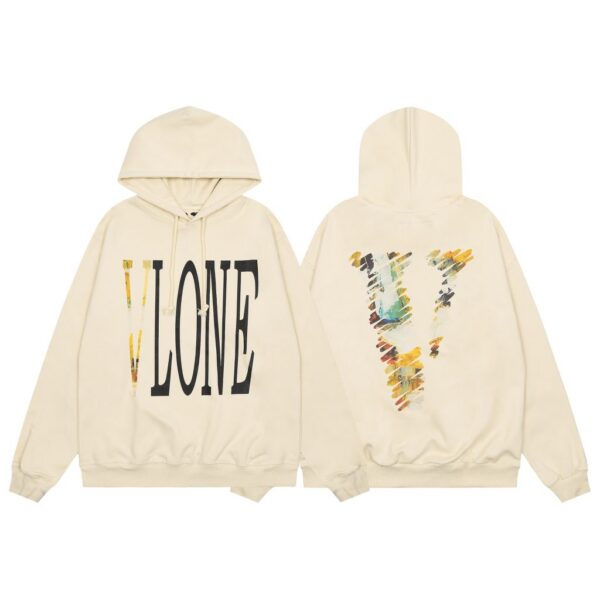 VLONE Art Print V Logo Hoodie Cream OKZY20261442