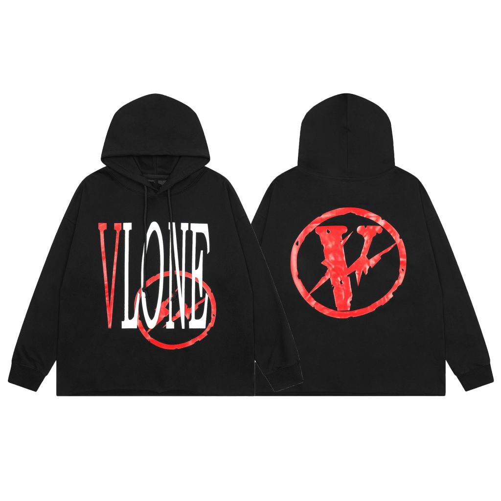 VLONE Red Circle V Logo Hoodie Black OKZY20261443