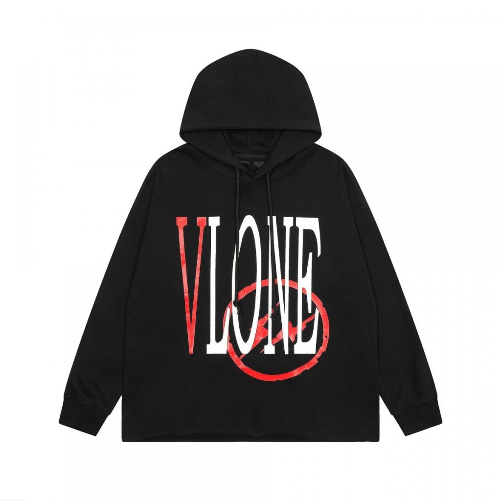 VLONE Red Circle V Logo Hoodie Black OKZY20261443