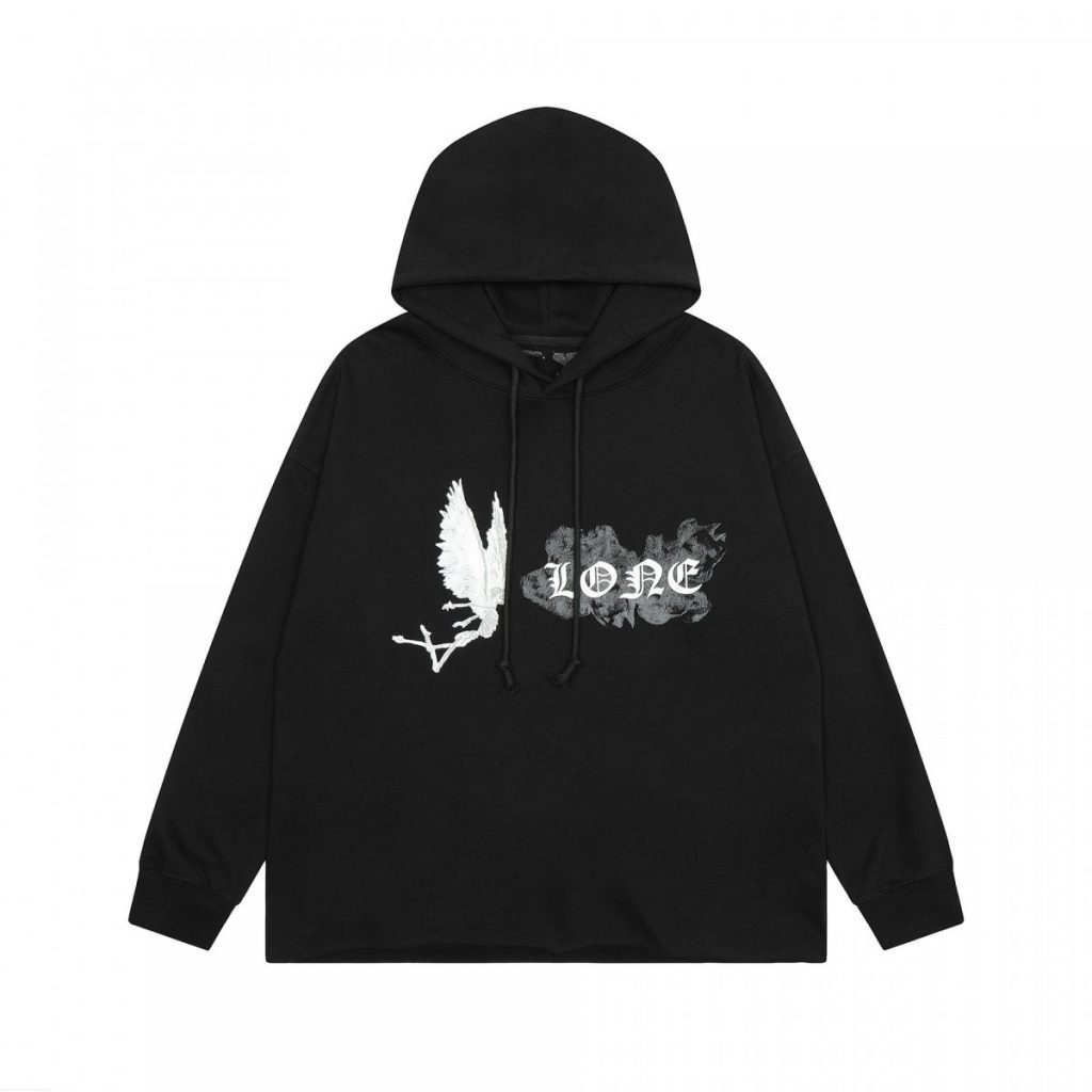 VLONE Angel Smoke V Logo Hoodie Black OKZY20261444
