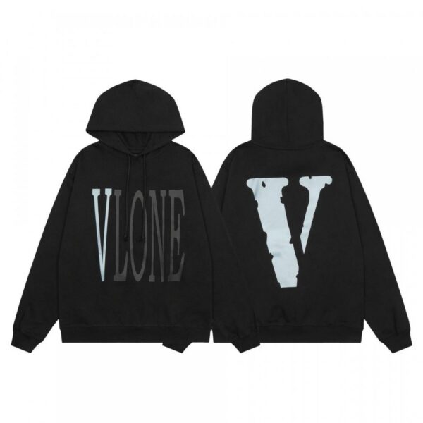 VLONE Reflective V Logo Hoodie Black OKZY20261446
