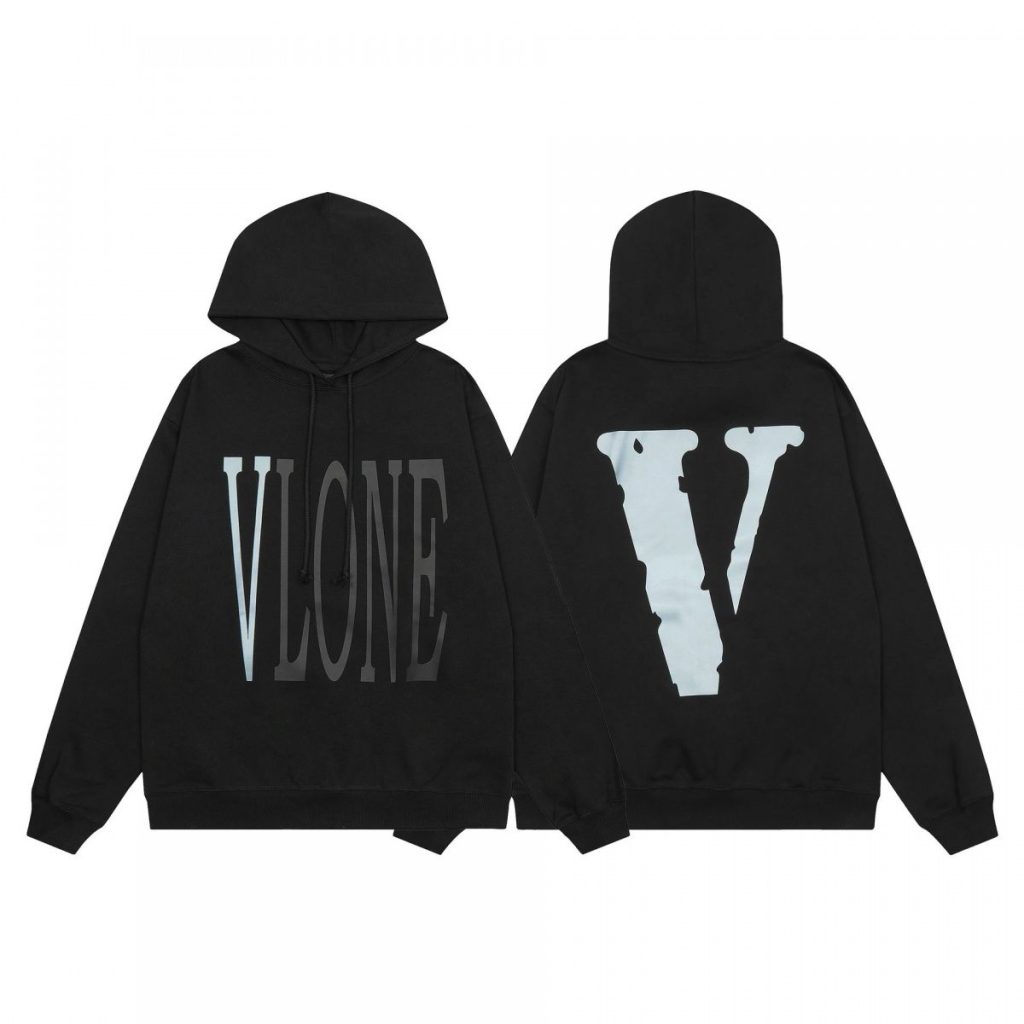 VLONE Reflective V Logo Hoodie Black OKZY20261446