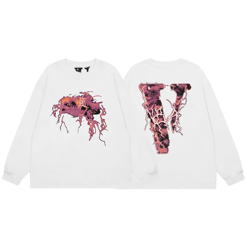 VLONE Lightning Skull Long Sleeve Tee White OKZY20261448