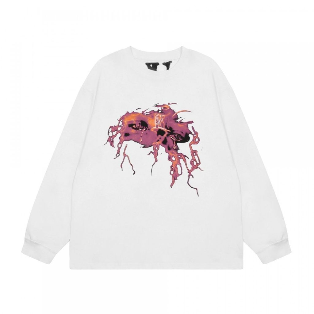 VLONE Lightning Skull Long Sleeve Tee White OKZY20261448