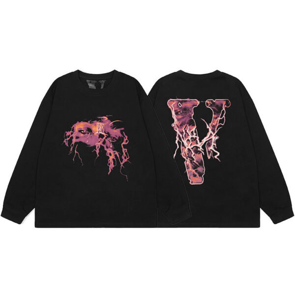 VLONE Lightning Skull Long Sleeve Tee Black OKZY20261449