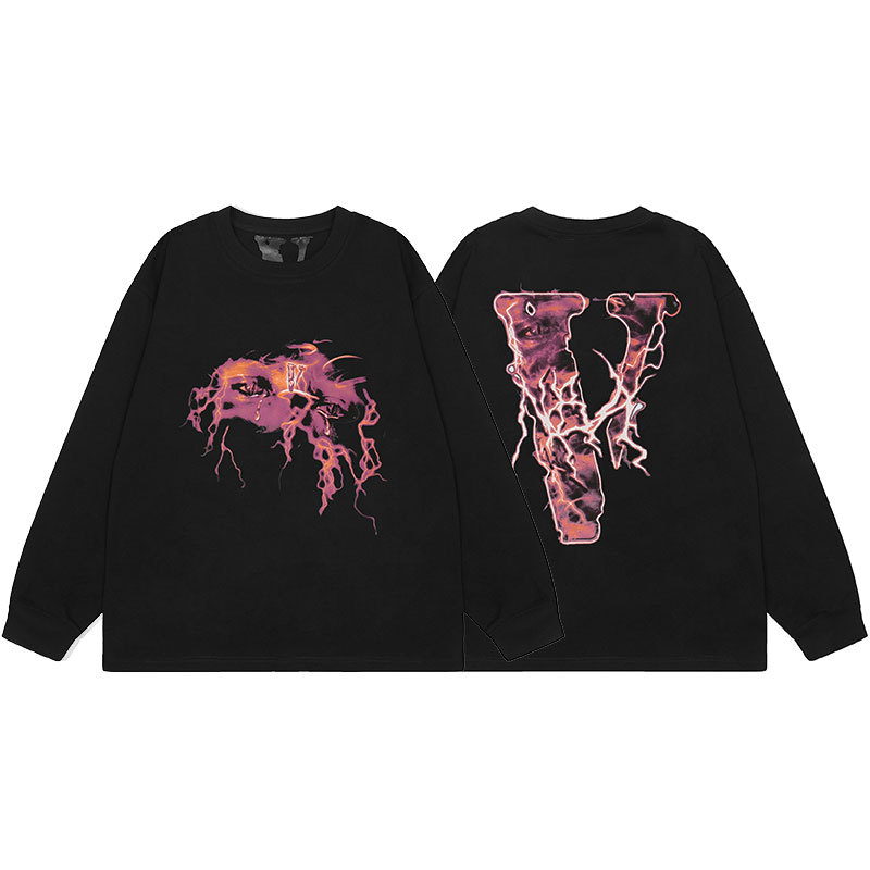 VLONE Lightning Skull Long Sleeve Tee Black OKZY20261449