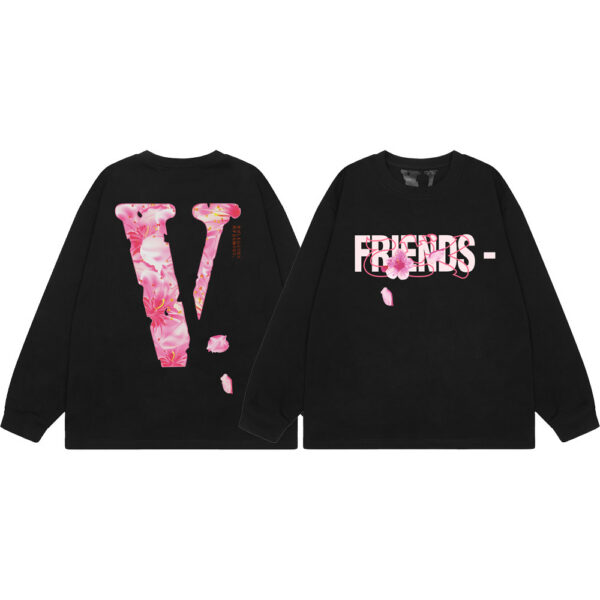 VLONE Cherry Blossom FRIENDS Long Sleeve Tee Black OKZY20261450