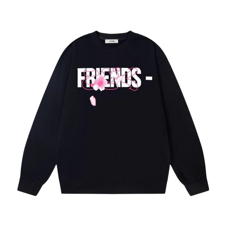 VLONE Cherry Blossom FRIENDS Long Sleeve Tee Black OKZY20261450