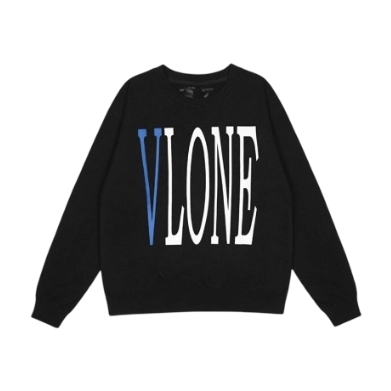VLONE Blue White V Logo Long Sleeve Tee Black OKZY20261453