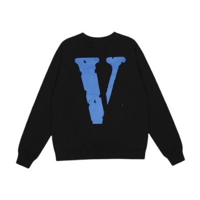VLONE Blue White V Logo Long Sleeve Tee Black OKZY20261453