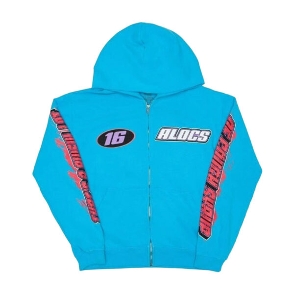 Cough Syrup Racing Zip Hoodie Cyan OKZY20261457