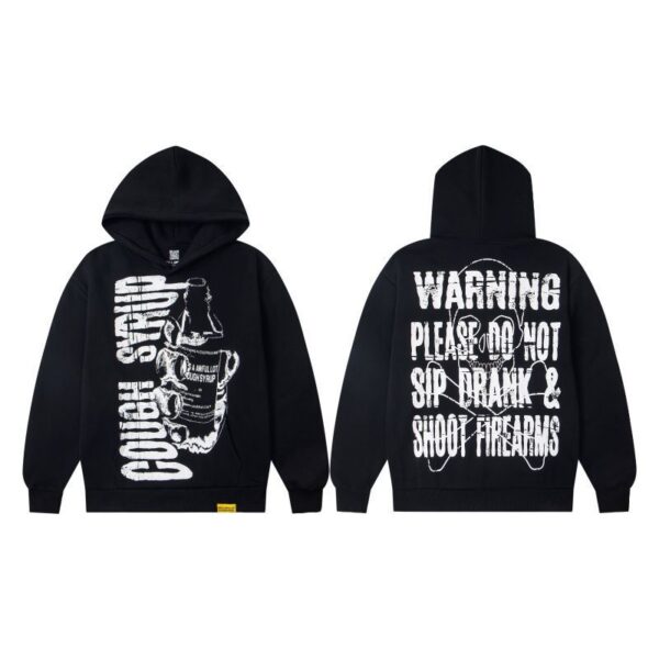 Cough Syrup Bottle Print Hoodie Black OKZY20261458