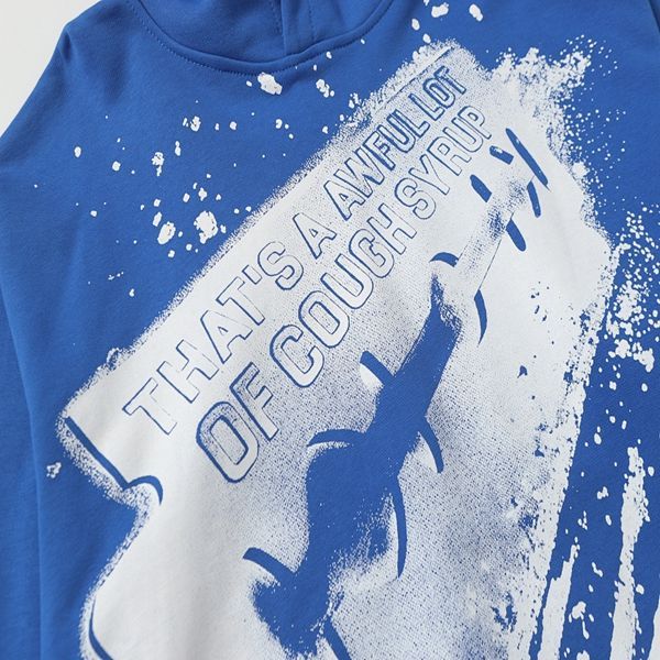 Cough Syrup Splash Graphic Hoodie Blue OKZY20261459