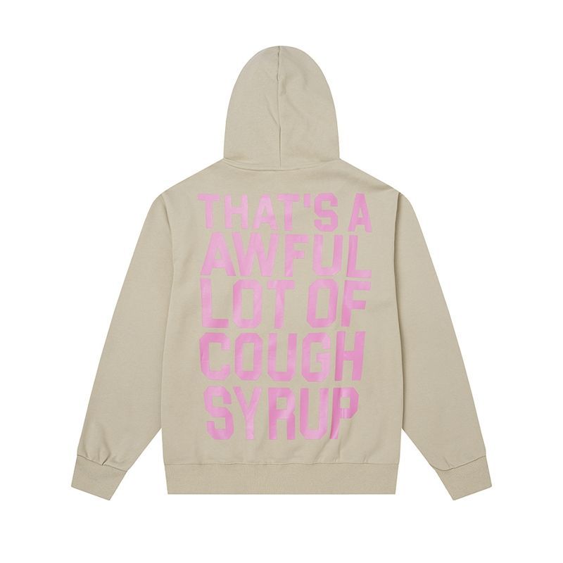 Cough Syrup Text Hoodie Khaki OKZY20261462