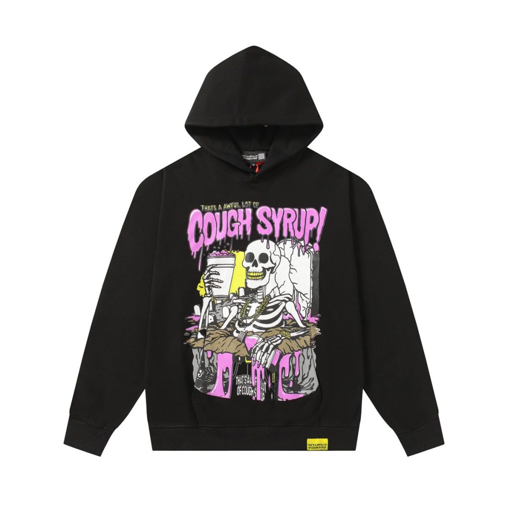 Cough Syrup Skeleton Drip Hoodie Black OKZY20261466
